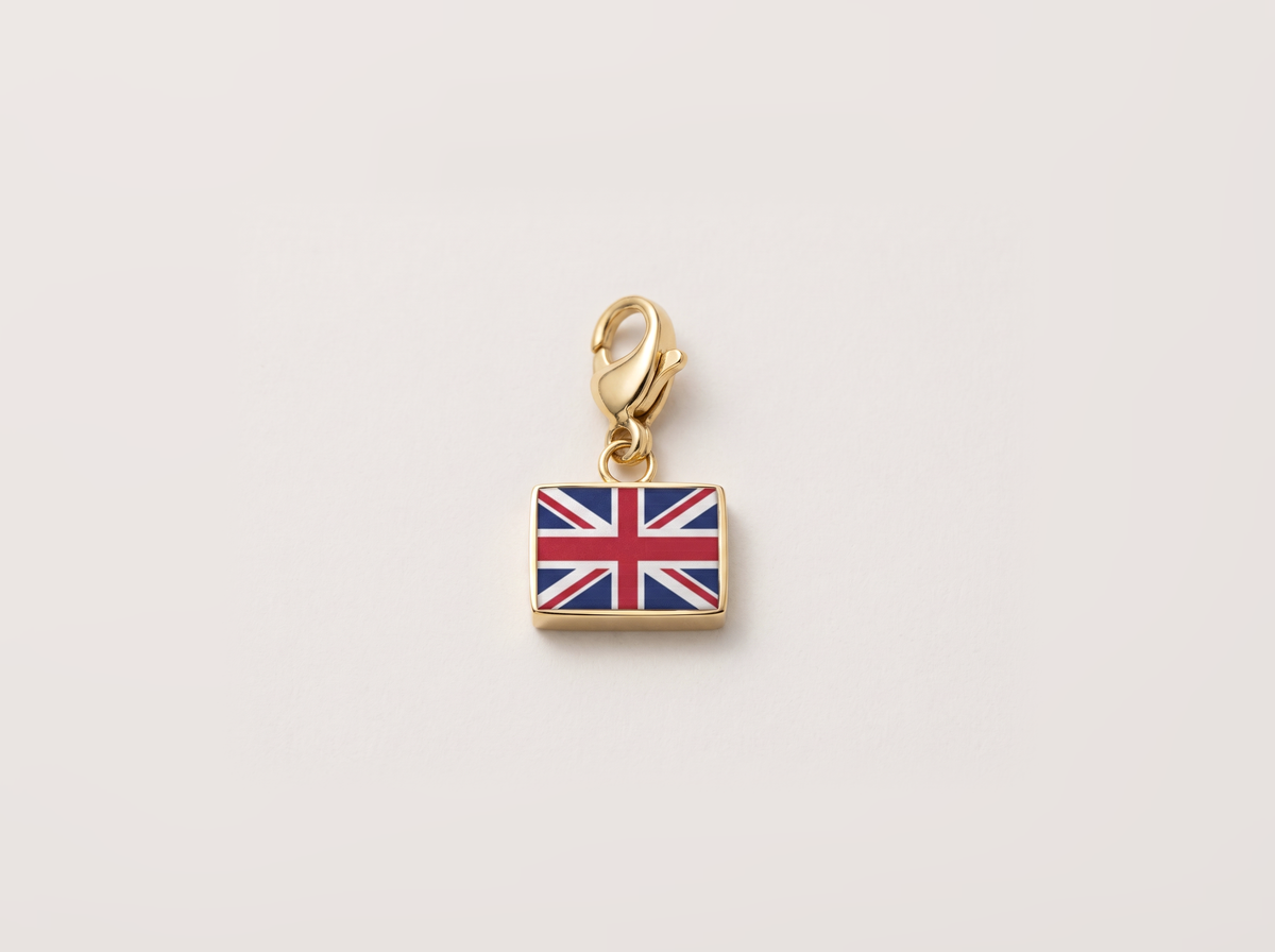 United Kingdom flag charm, gold