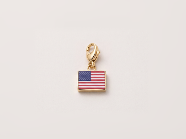 United States flag charm, 18k gold plated