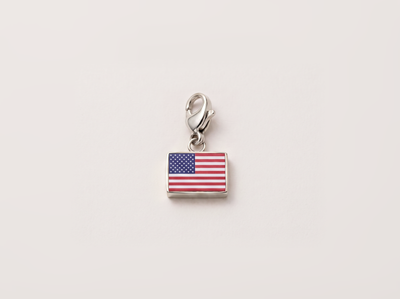 United States flag charm, silver