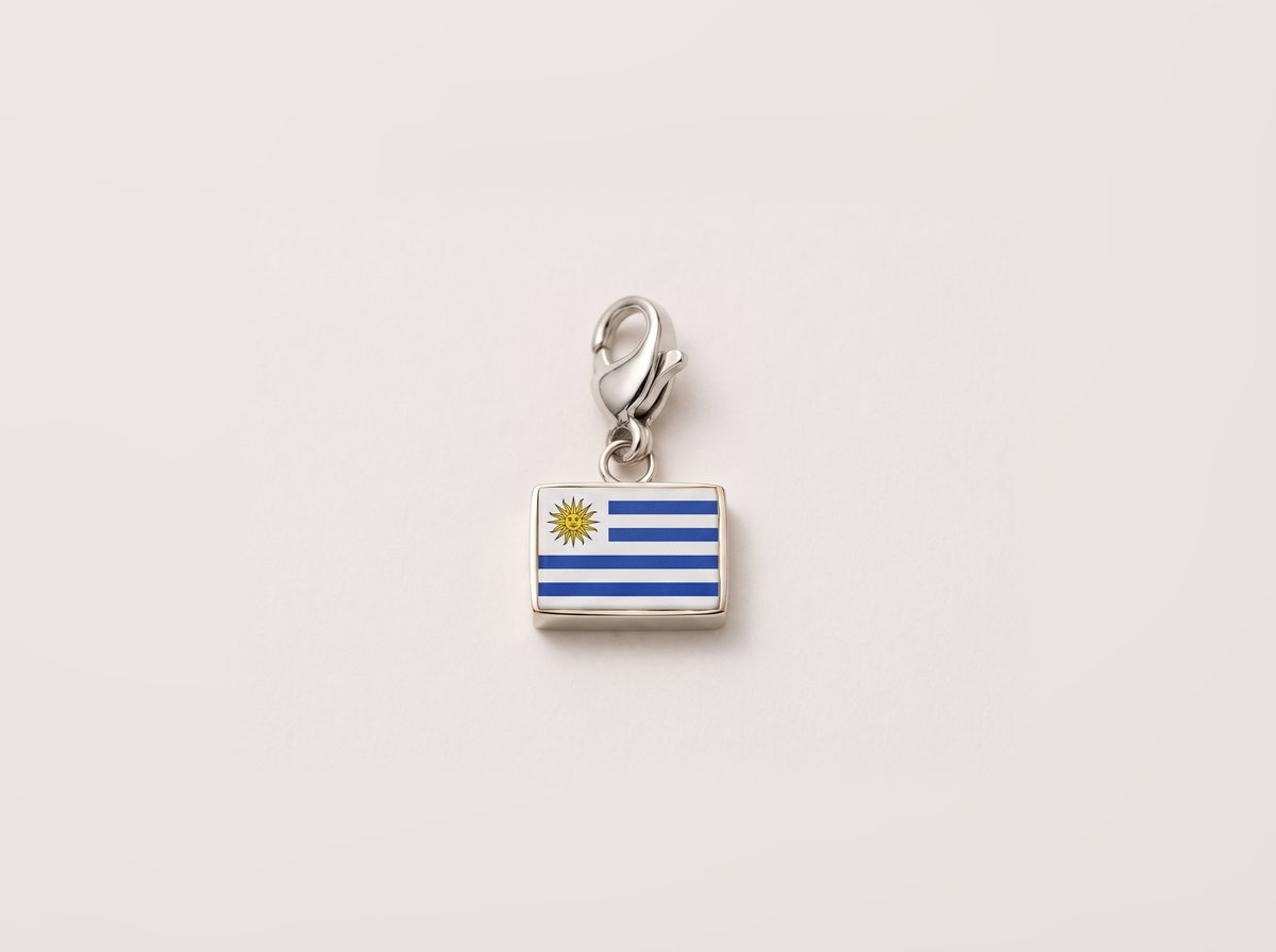 Uruguay flag charm, silver