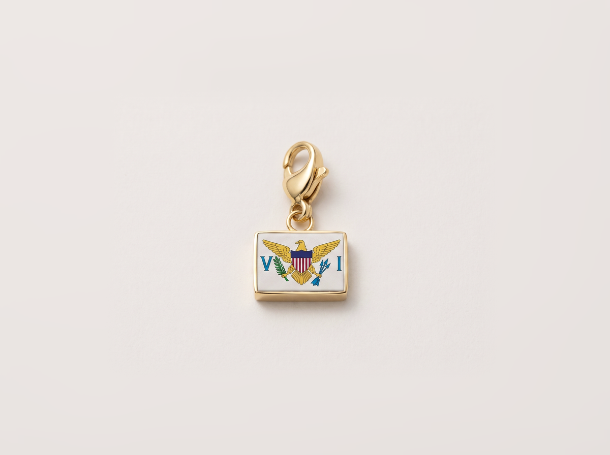 US Virgin Islands flag charm, gold