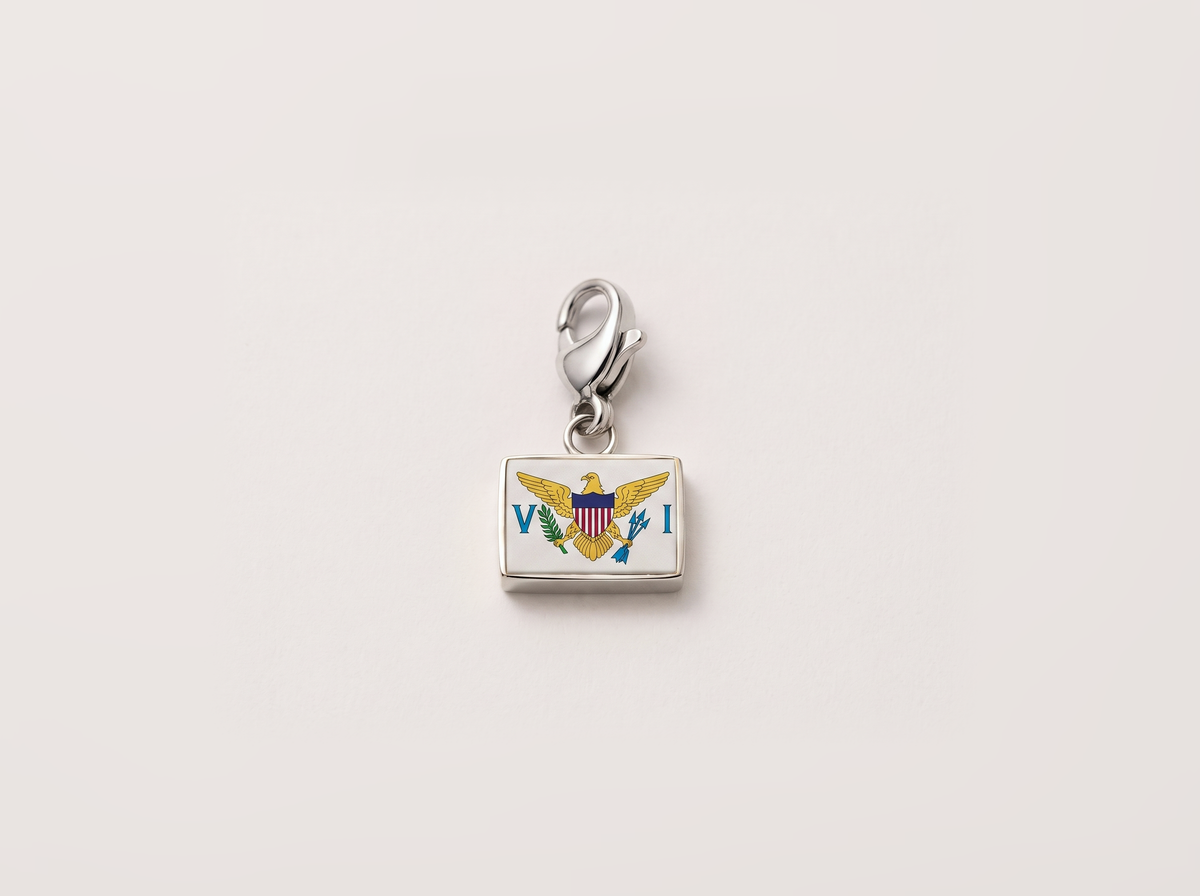 US Virgin Islands flag charm, silver