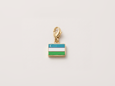 Uzbekistan flag charm, gold