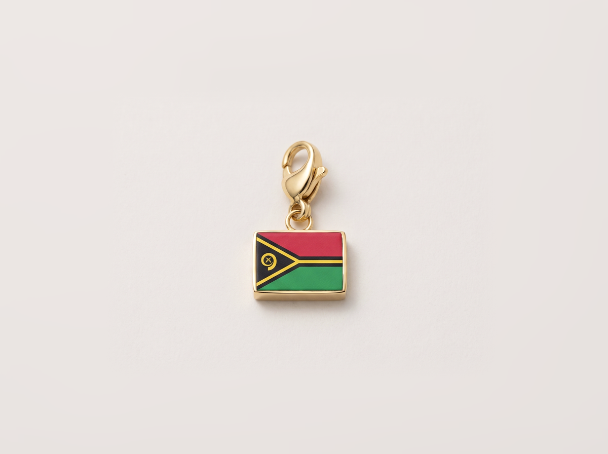 Vanuatu flag charm, gold