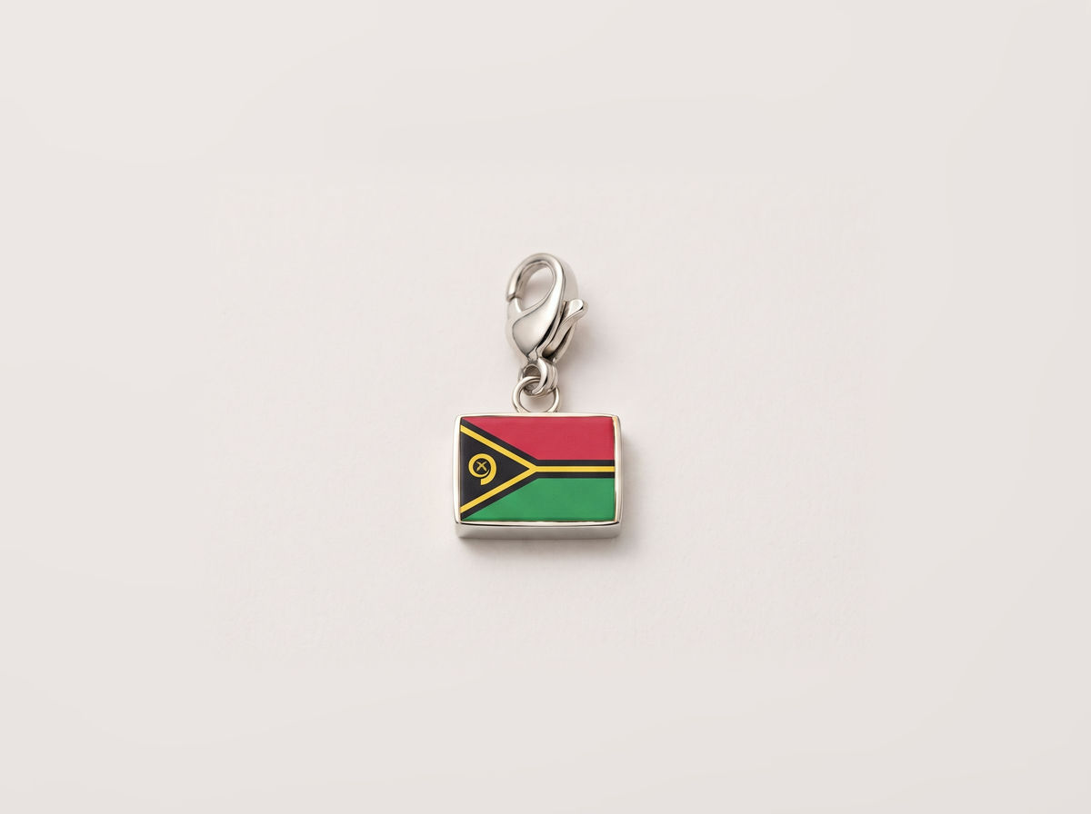 Vanuatu flag charm, silver