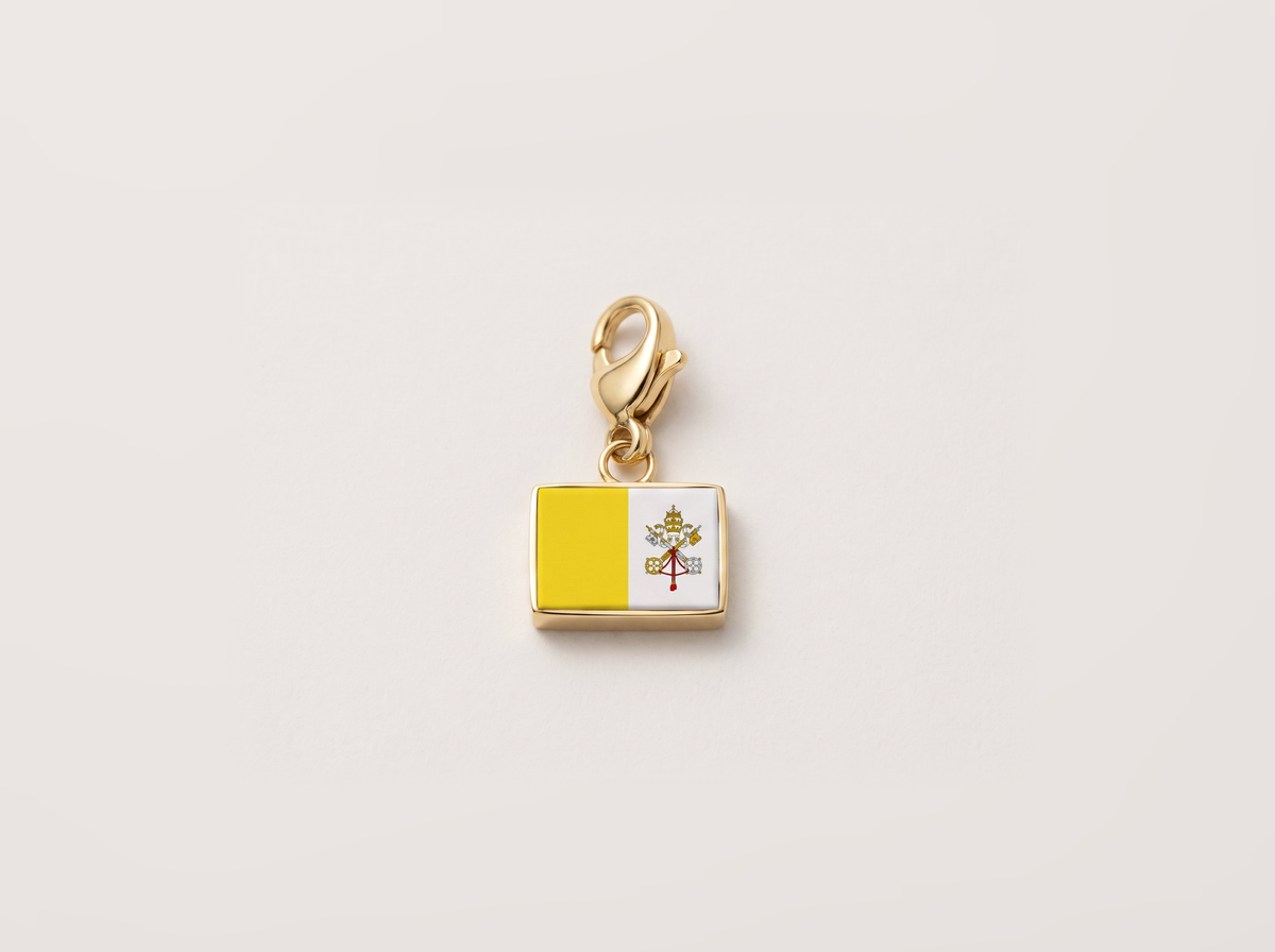 Vatican City flag charm, gold
