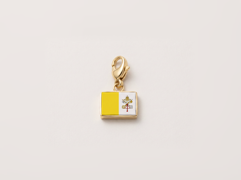 Vatican City flag charm, gold