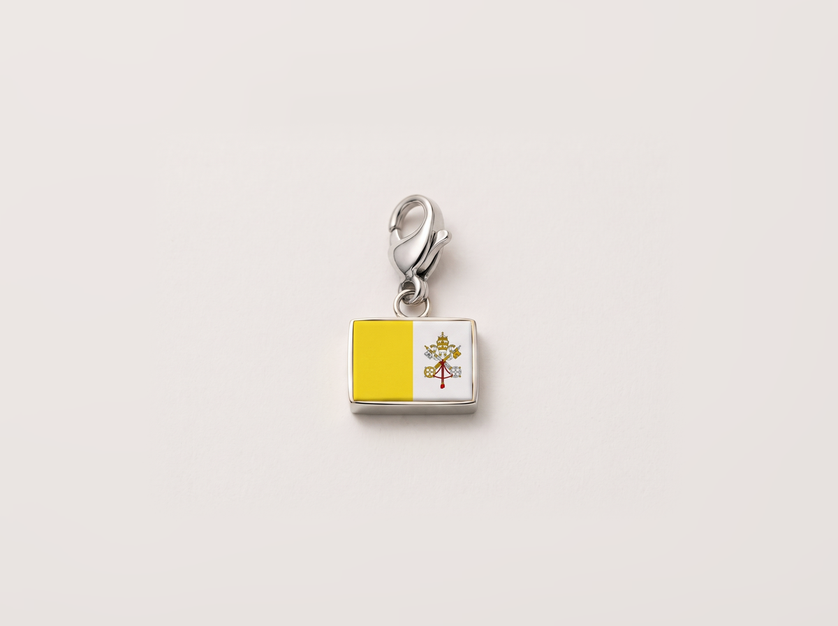 Vatican City flag charm, silver