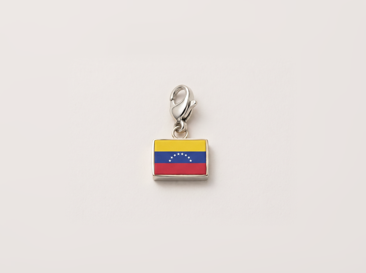 Venezuela flag charm, silver