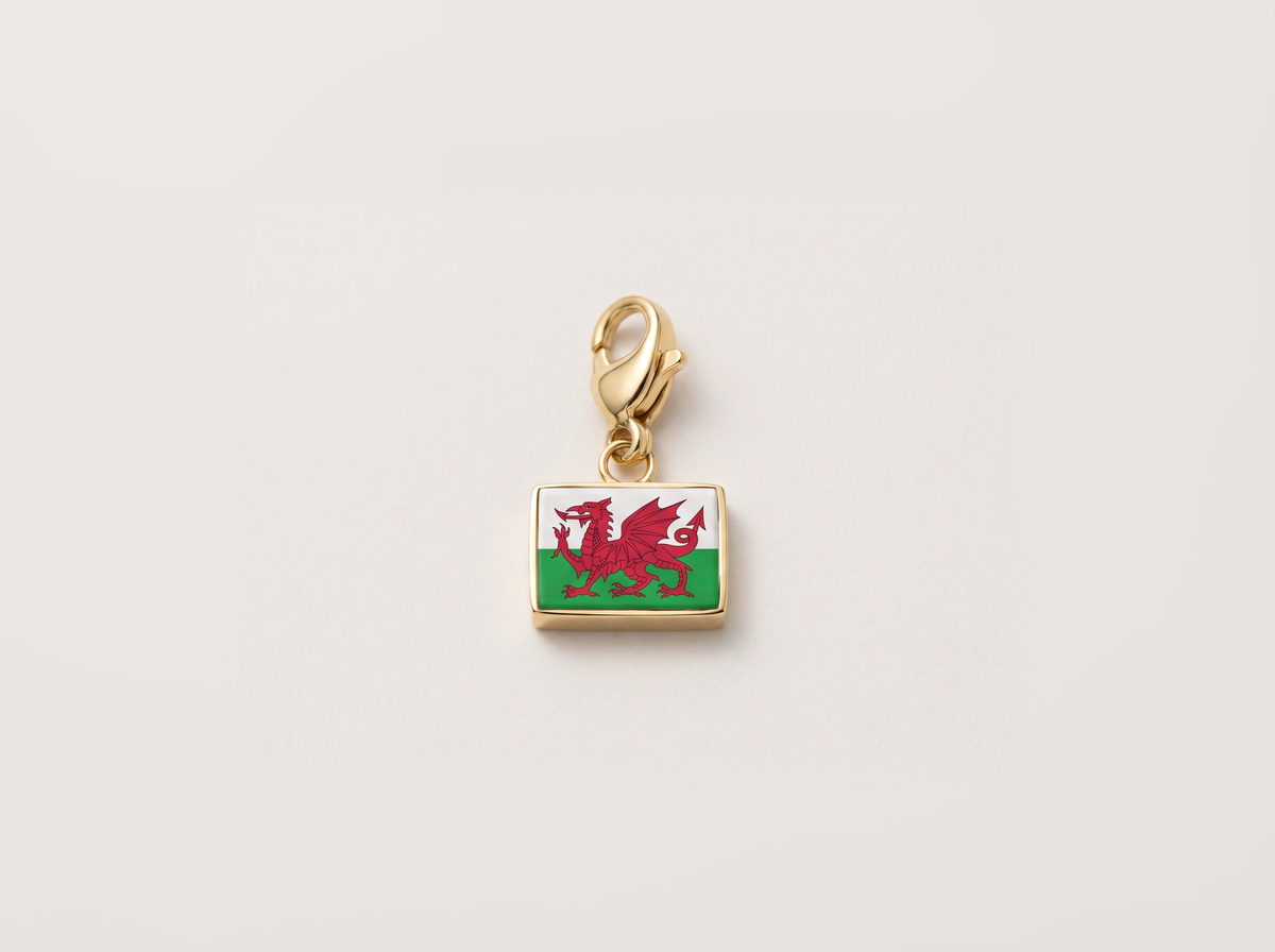 Wales flag charm, gold