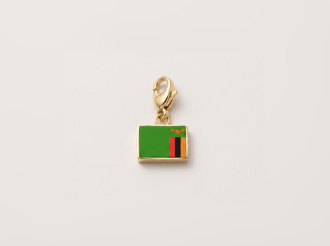 Zambia flag charm, gold