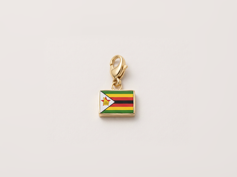 Zimbabwe flag charm, gold